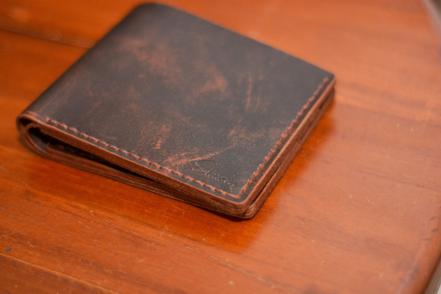 Handmade Crazy Horse Leather Bifold Wallet