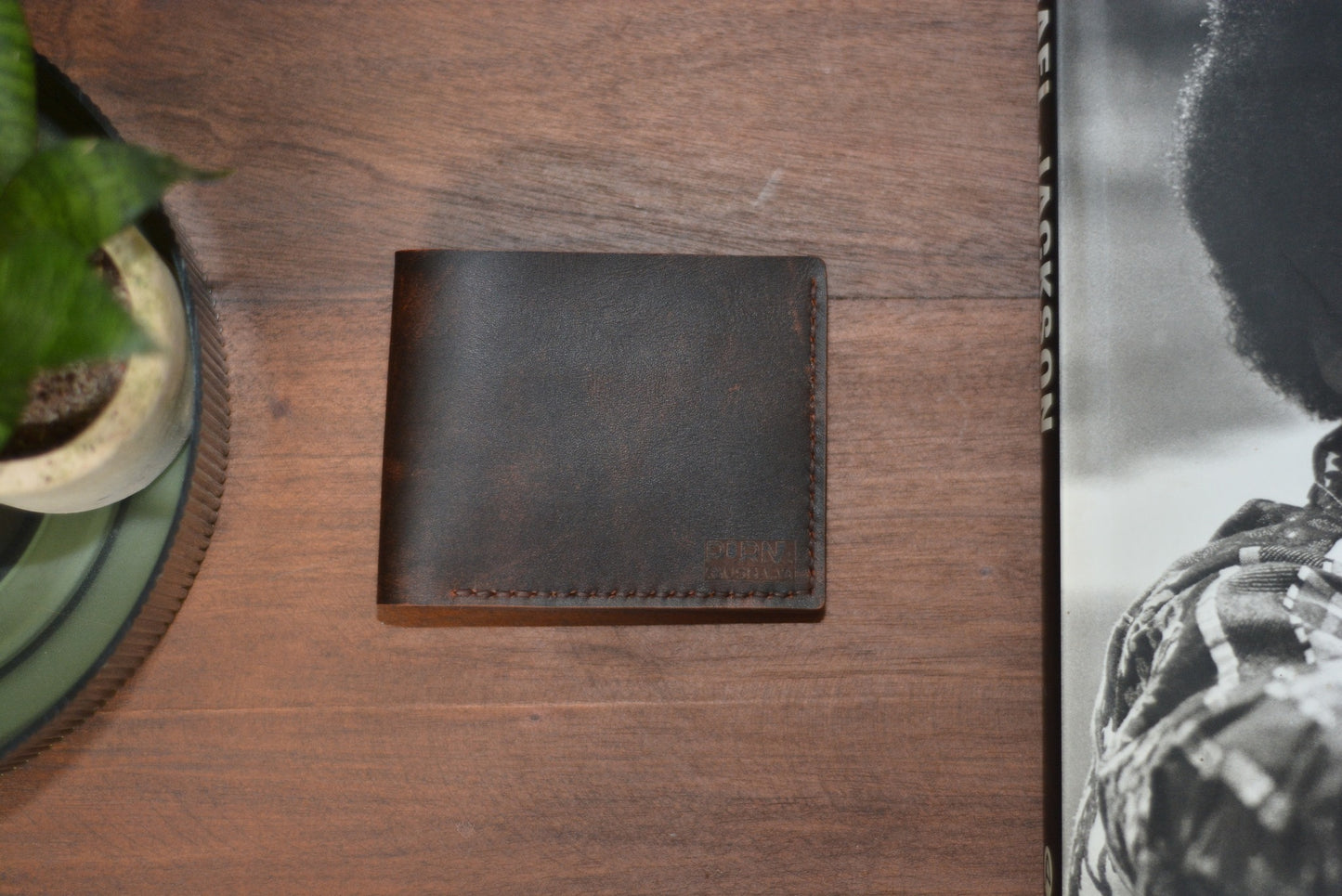 Handmade Crazy Horse Leather Bifold Wallet