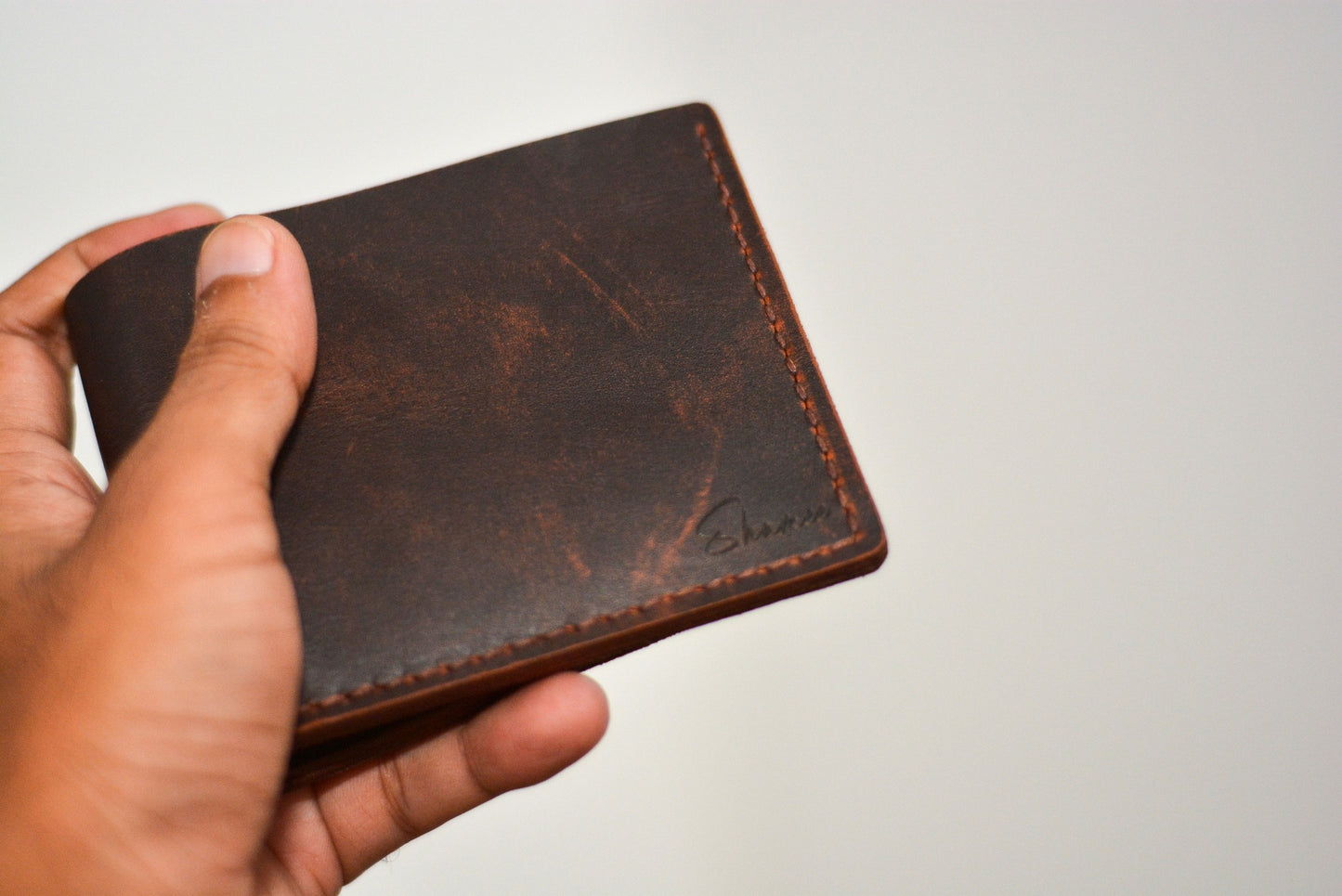 Handmade Crazy Horse Leather Bifold Wallet