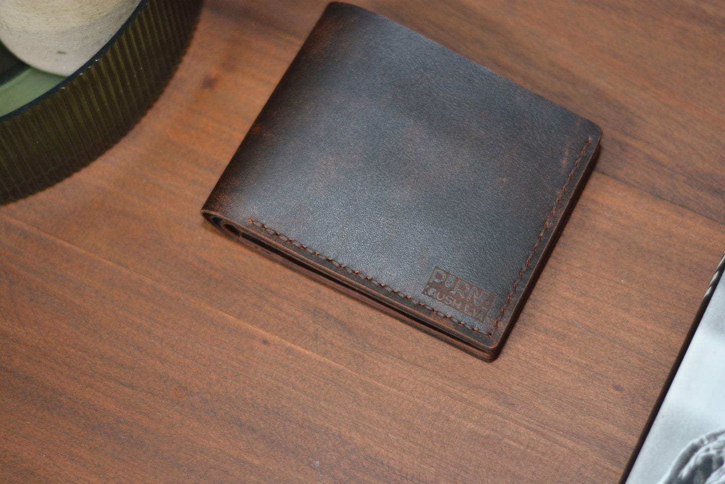 Handmade Crazy Horse Leather Bifold Wallet